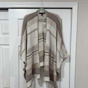 Striped ruana, Gold shimmer in some of the colors; taupe, cream, beige